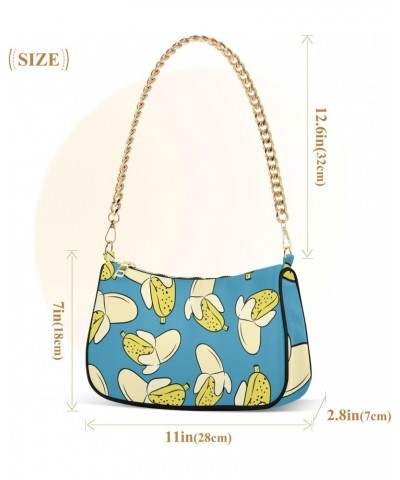 Shoulder Bag Cartoon Cute Banana Blue Women Clutch Handbag Shoulder Purch Boho Bag Date Chain Bag Tote Bag Spring Holiday Bir...