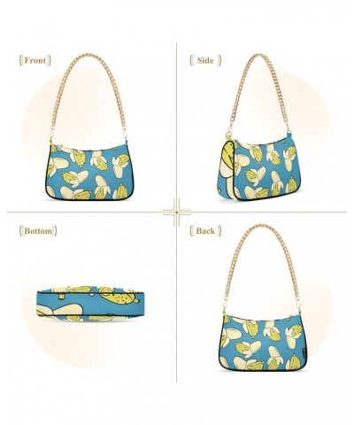 Shoulder Bag Cartoon Cute Banana Blue Women Clutch Handbag Shoulder Purch Boho Bag Date Chain Bag Tote Bag Spring Holiday Bir...