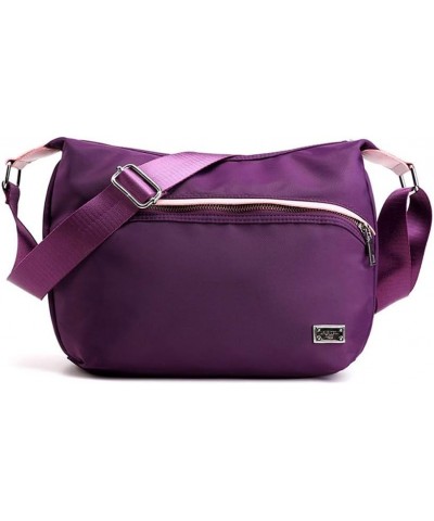 Women's Lightweight Versatile Crossbody Bag, Solid Color Style, Waterproof Nylon Shoulder Bag Purple $20.16 Shoulder Bags