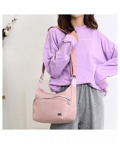 Women's Lightweight Versatile Crossbody Bag, Solid Color Style, Waterproof Nylon Shoulder Bag Purple $20.16 Shoulder Bags