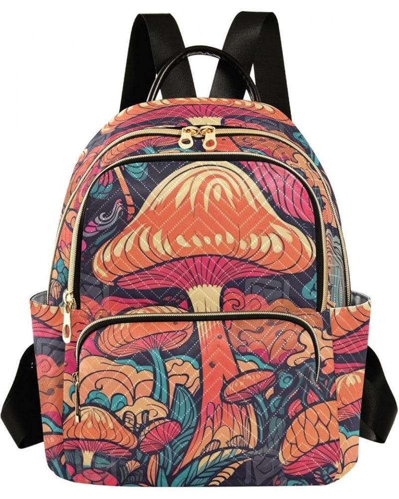 Women's Small Fashion Backpack Retro Style Mushroom Print Ladies Travel Daypack Aesthetic Shoulder Bag 11.4×6.1×14.1 IN $17.9...