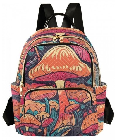 Women's Small Fashion Backpack Retro Style Mushroom Print Ladies Travel Daypack Aesthetic Shoulder Bag 11.4×6.1×14.1 IN $17.9...