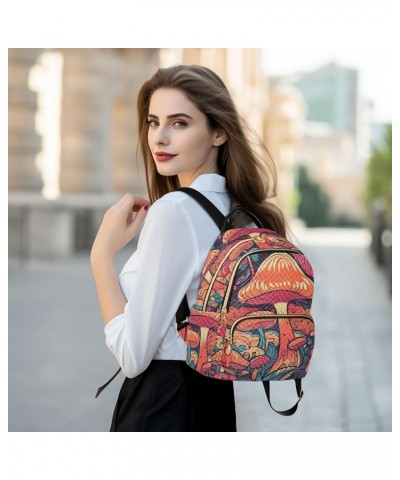 Women's Small Fashion Backpack Retro Style Mushroom Print Ladies Travel Daypack Aesthetic Shoulder Bag 11.4×6.1×14.1 IN $17.9...