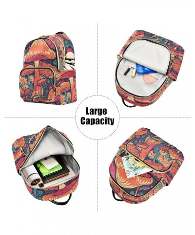 Women's Small Fashion Backpack Retro Style Mushroom Print Ladies Travel Daypack Aesthetic Shoulder Bag 11.4×6.1×14.1 IN $17.9...