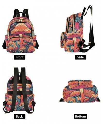 Women's Small Fashion Backpack Retro Style Mushroom Print Ladies Travel Daypack Aesthetic Shoulder Bag 11.4×6.1×14.1 IN $17.9...