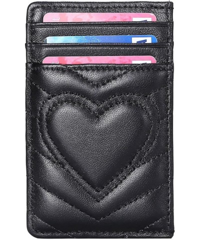 Quilted Leather Card Holder Wallet with RFID Blocking Black $11.13 Wallets