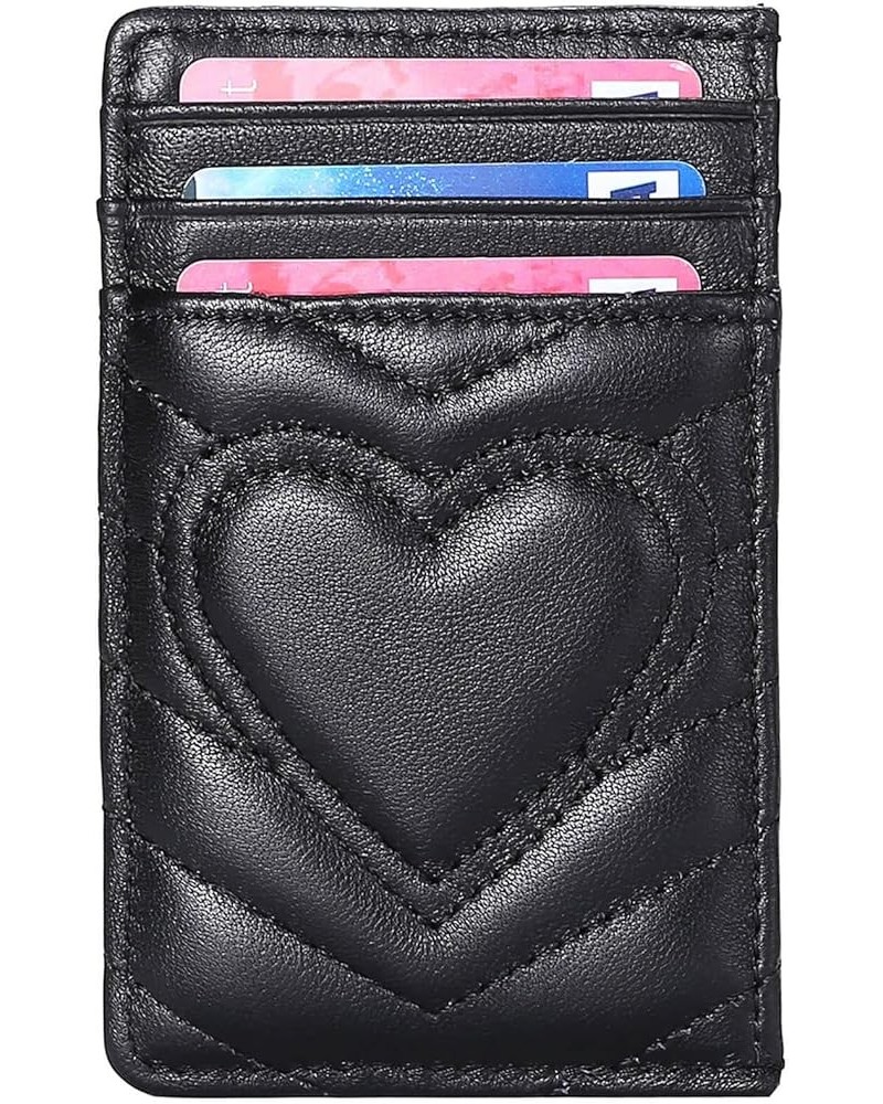 Quilted Leather Card Holder Wallet with RFID Blocking Black $11.13 Wallets