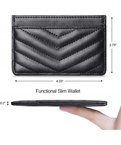 Quilted Leather Card Holder Wallet with RFID Blocking Black $11.13 Wallets