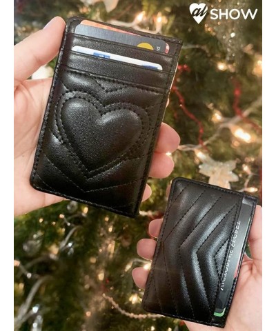 Quilted Leather Card Holder Wallet with RFID Blocking Black $11.13 Wallets