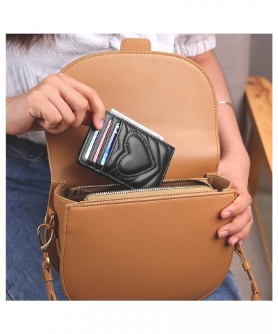 Quilted Leather Card Holder Wallet with RFID Blocking Black $11.13 Wallets