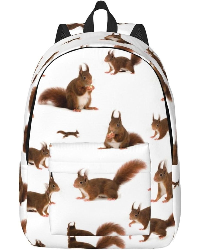 Cute Squirrels Print Unisex Canvas Backpack Cute Backpack For Travel Sports Casual Aesthetic Backpack Black Small $19.79 Back...