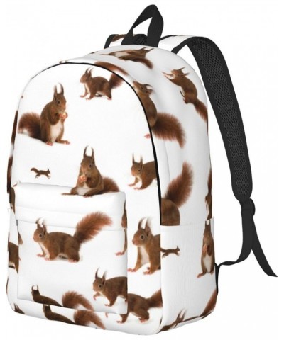 Cute Squirrels Print Unisex Canvas Backpack Cute Backpack For Travel Sports Casual Aesthetic Backpack Black Small $19.79 Back...