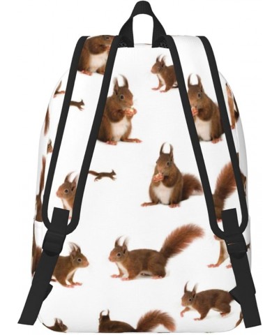 Cute Squirrels Print Unisex Canvas Backpack Cute Backpack For Travel Sports Casual Aesthetic Backpack Black Small $19.79 Back...