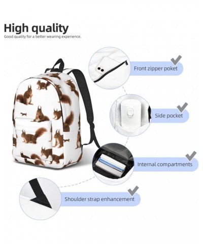 Cute Squirrels Print Unisex Canvas Backpack Cute Backpack For Travel Sports Casual Aesthetic Backpack Black Small $19.79 Back...