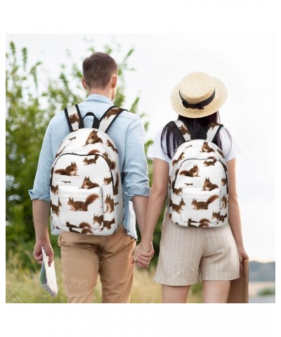 Cute Squirrels Print Unisex Canvas Backpack Cute Backpack For Travel Sports Casual Aesthetic Backpack Black Small $19.79 Back...