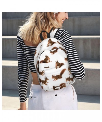 Cute Squirrels Print Unisex Canvas Backpack Cute Backpack For Travel Sports Casual Aesthetic Backpack Black Small $19.79 Back...