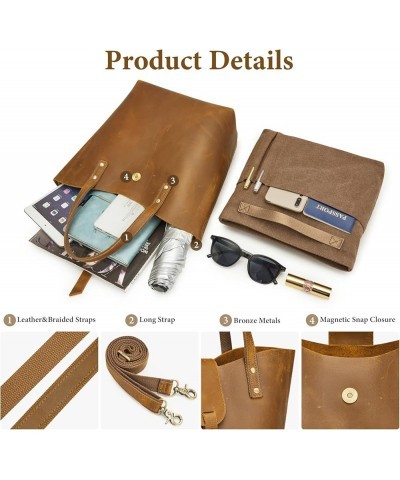 Women Satchel Bags Genuine Leather Top-Handle Crossbody Handbags Purses Light Brown $26.00 Handbags