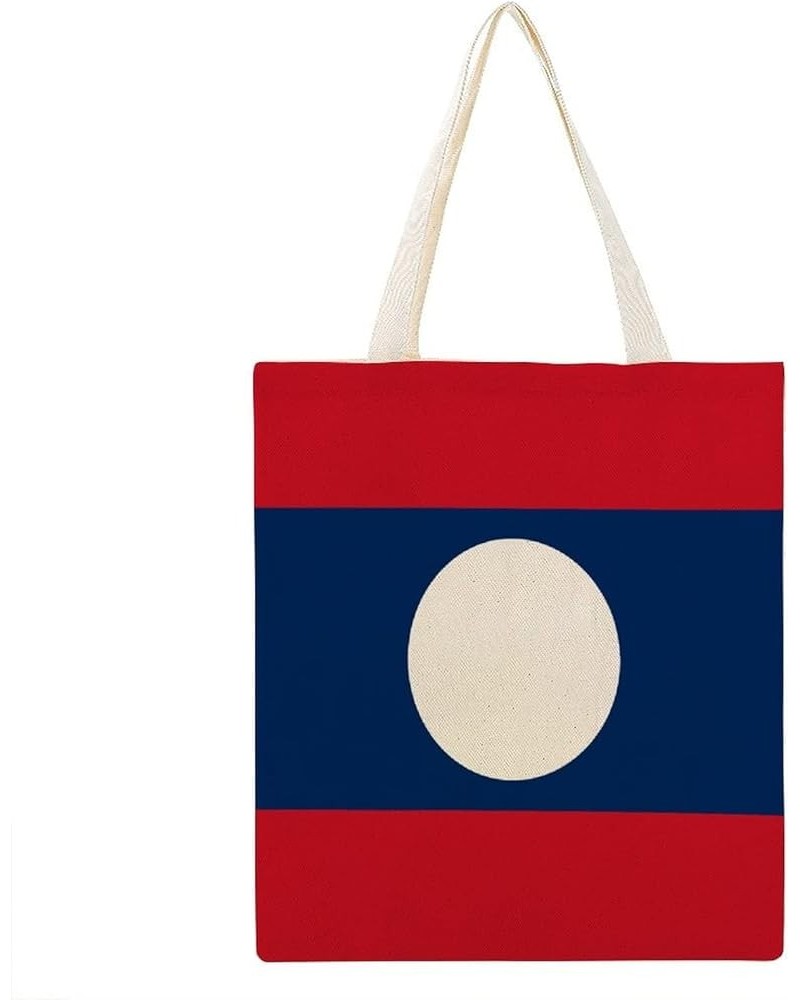 Laos Flag Tote Bag National Flag Canvas Tote Bag with Handle Cute Book Bag Shopping Shoulder Bag for Women Girls Laos $10.07 ...