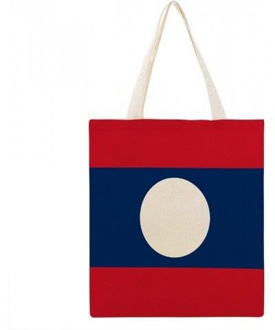 Laos Flag Tote Bag National Flag Canvas Tote Bag with Handle Cute Book Bag Shopping Shoulder Bag for Women Girls Laos $10.07 ...