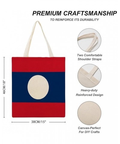 Laos Flag Tote Bag National Flag Canvas Tote Bag with Handle Cute Book Bag Shopping Shoulder Bag for Women Girls Laos $10.07 ...