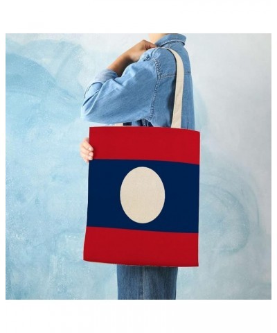 Laos Flag Tote Bag National Flag Canvas Tote Bag with Handle Cute Book Bag Shopping Shoulder Bag for Women Girls Laos $10.07 ...