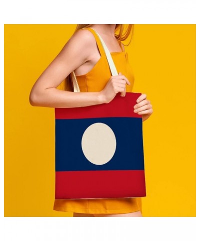 Laos Flag Tote Bag National Flag Canvas Tote Bag with Handle Cute Book Bag Shopping Shoulder Bag for Women Girls Laos $10.07 ...