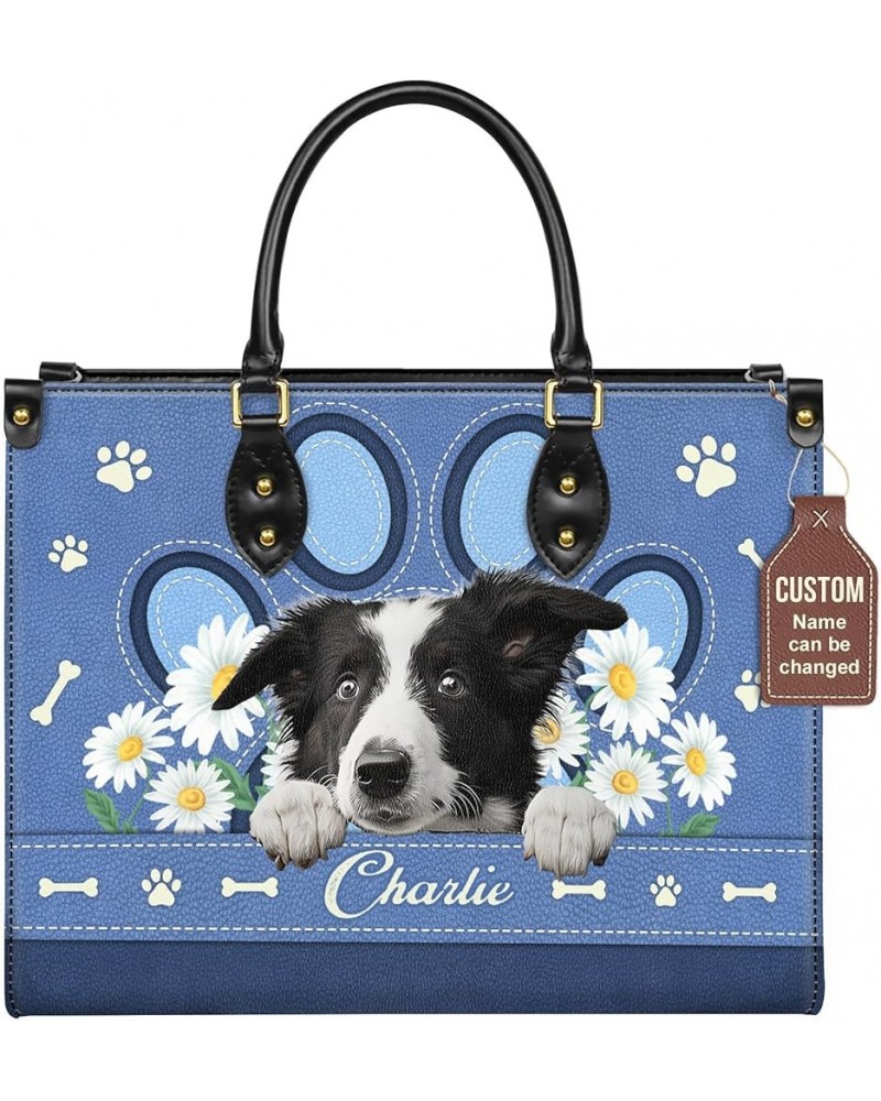 Personalized Border Collie Dog Handbags, Custom Name Dog Leather Bags, Purses, Shoulder Bag, Gift For Dog Mom Dog Lover Style...