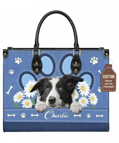 Personalized Border Collie Dog Handbags, Custom Name Dog Leather Bags, Purses, Shoulder Bag, Gift For Dog Mom Dog Lover Style...