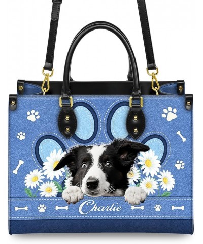 Personalized Border Collie Dog Handbags, Custom Name Dog Leather Bags, Purses, Shoulder Bag, Gift For Dog Mom Dog Lover Style...