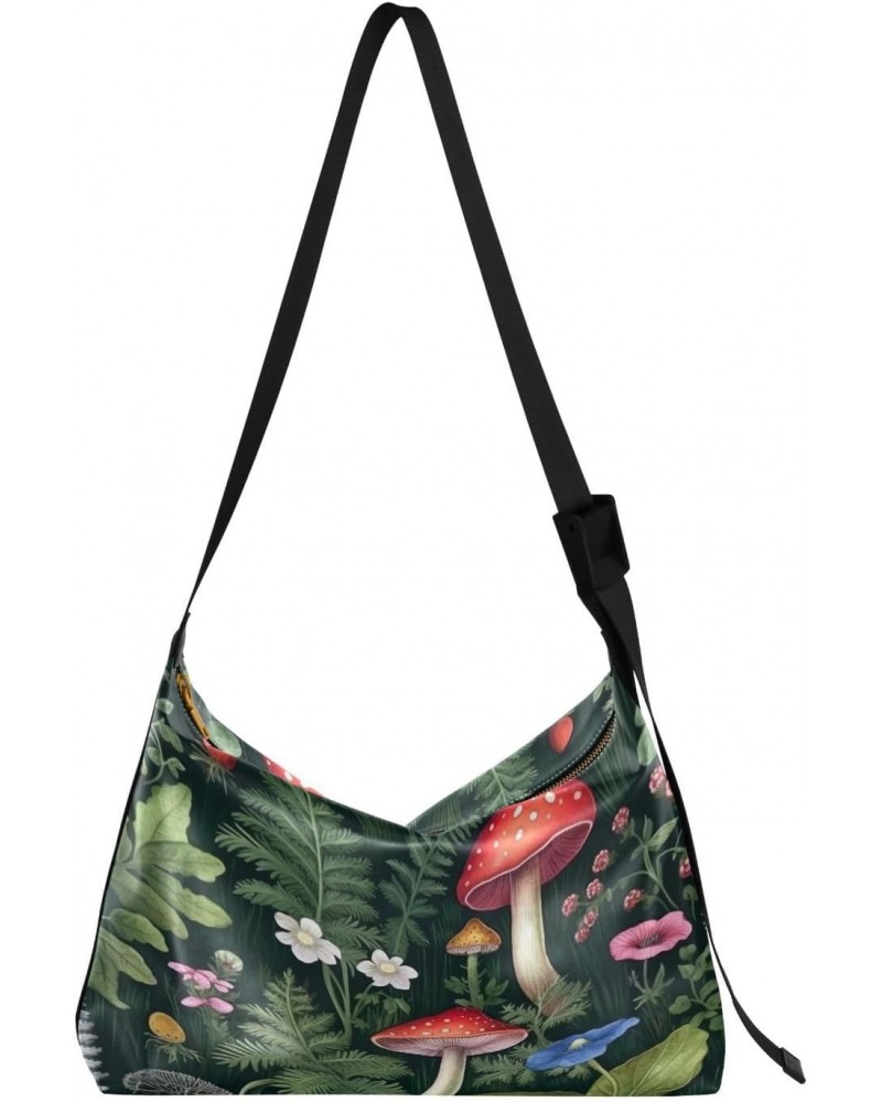 Wildflowers & Mushrooms Shoulder Bag for Women Waterproof PU Leather Hobo Bags Crossbody Purse with Zipper Closure $17.81 Sho...