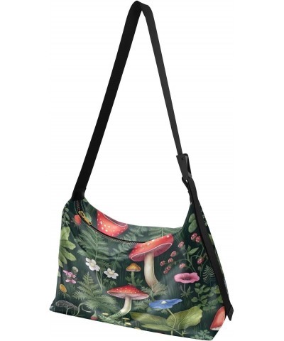 Wildflowers & Mushrooms Shoulder Bag for Women Waterproof PU Leather Hobo Bags Crossbody Purse with Zipper Closure $17.81 Sho...