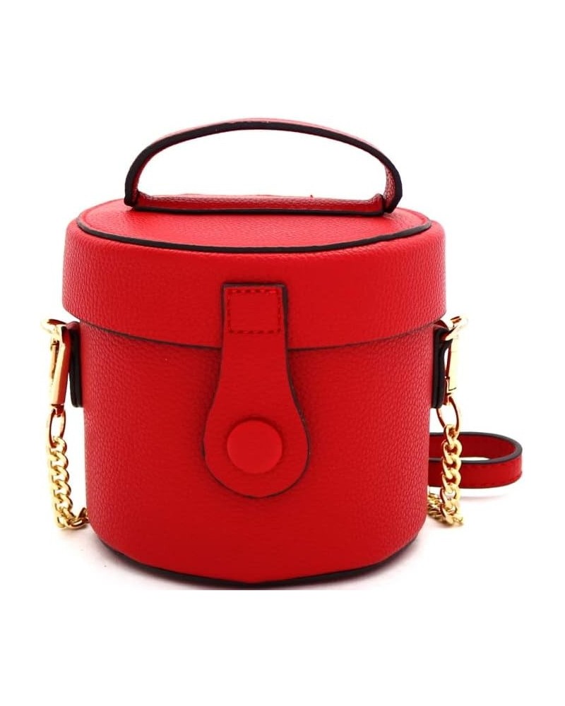 Womens Girls Faux Leather Top-Handle Small Bucket Round Satchel Purse Crossbody Bag Red $23.93 Satchels