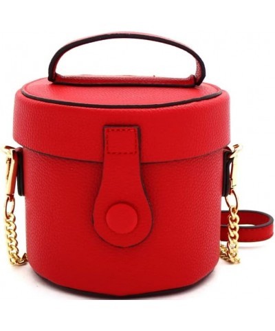 Womens Girls Faux Leather Top-Handle Small Bucket Round Satchel Purse Crossbody Bag Red $23.93 Satchels