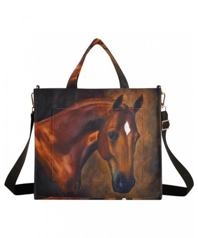 Corduroy Tote Bag for Women, Horse Portrait Shoulder Handbag Tote Purse Crossbody Bag $13.94 Totes