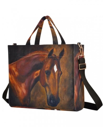 Corduroy Tote Bag for Women, Horse Portrait Shoulder Handbag Tote Purse Crossbody Bag $13.94 Totes