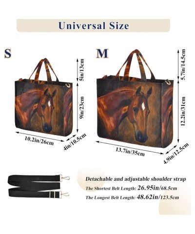 Corduroy Tote Bag for Women, Horse Portrait Shoulder Handbag Tote Purse Crossbody Bag $13.94 Totes