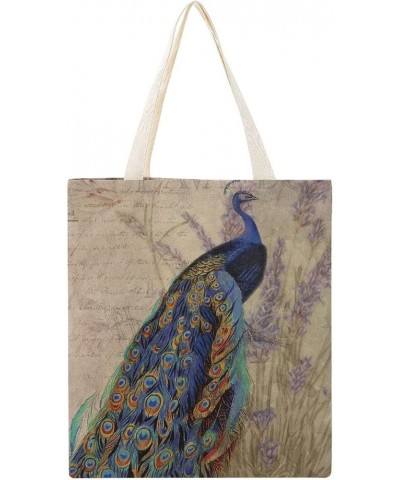 Canvas Tote Bag, Peacock Feature Shopping Bag with Zipper & Handle for School Travel, Reusable Shopping Grocery Bags Style-8 ...