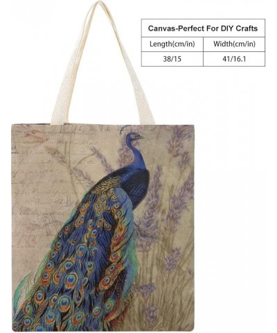 Canvas Tote Bag, Peacock Feature Shopping Bag with Zipper & Handle for School Travel, Reusable Shopping Grocery Bags Style-8 ...