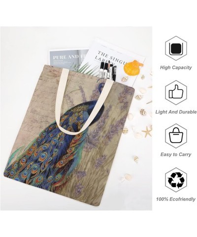 Canvas Tote Bag, Peacock Feature Shopping Bag with Zipper & Handle for School Travel, Reusable Shopping Grocery Bags Style-8 ...