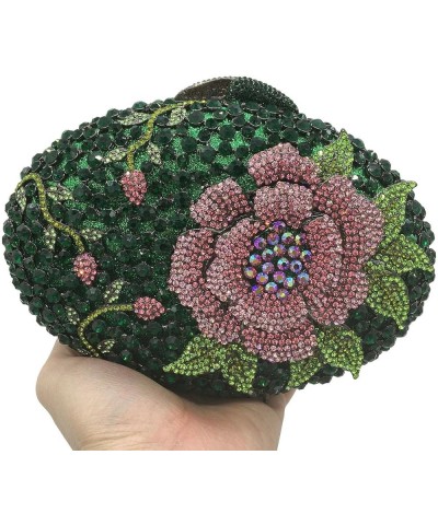 Women Elegant Flower Rhinestone Crystal Evening Clutch Bags Wedding Party Diamond Handbag and Purse Dark Green $44.92 Evening...