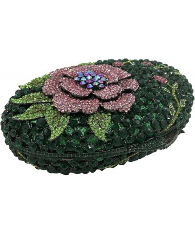 Women Elegant Flower Rhinestone Crystal Evening Clutch Bags Wedding Party Diamond Handbag and Purse Dark Green $44.92 Evening...