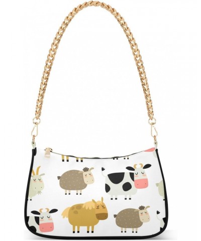 Shoulder Bag Cartoon Cow Sheep Horse Women Clutch Handbag Shoulder Purch Date Chain Bag Tote Bag Spring Holiday Birthday Gift...