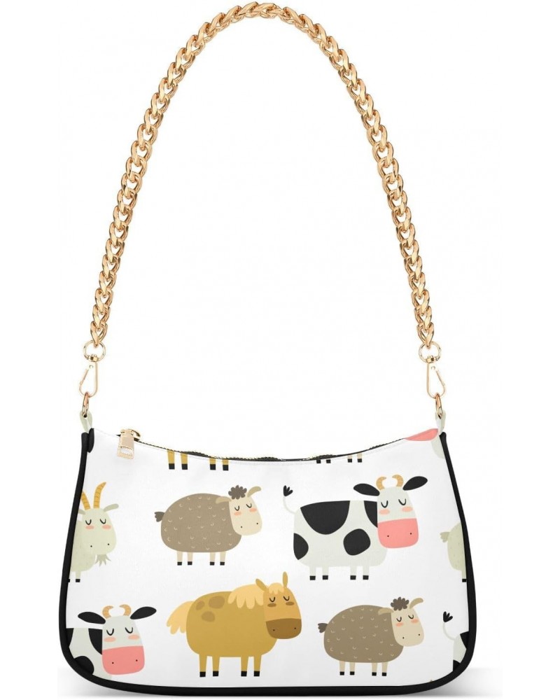 Shoulder Bag Cartoon Cow Sheep Horse Women Clutch Handbag Shoulder Purch Date Chain Bag Tote Bag Spring Holiday Birthday Gift...