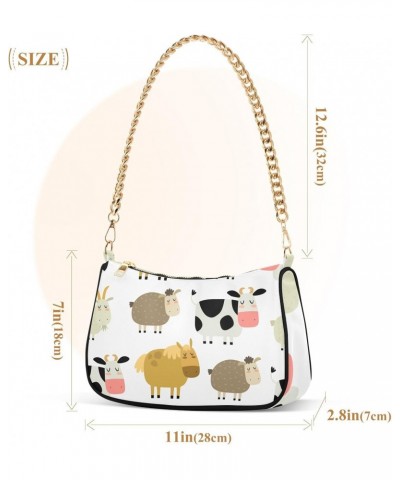 Shoulder Bag Cartoon Cow Sheep Horse Women Clutch Handbag Shoulder Purch Date Chain Bag Tote Bag Spring Holiday Birthday Gift...