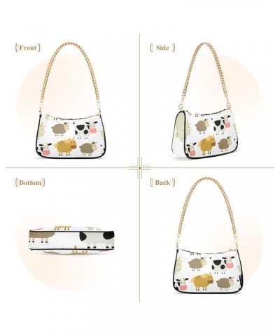 Shoulder Bag Cartoon Cow Sheep Horse Women Clutch Handbag Shoulder Purch Date Chain Bag Tote Bag Spring Holiday Birthday Gift...