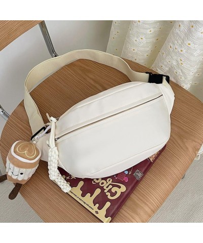 Casual solid color sports chest bag shoulder bag crossbody bag for women White $17.49 Shoulder Bags