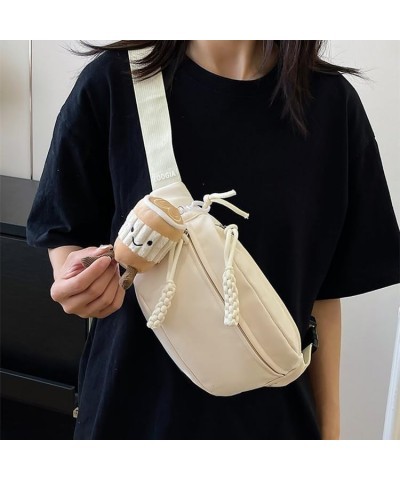 Casual solid color sports chest bag shoulder bag crossbody bag for women White $17.49 Shoulder Bags