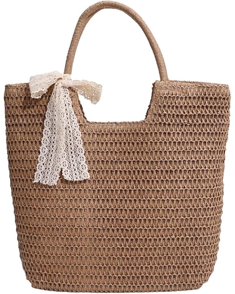 Women Straw tote bag for women Handwoven Shoulder Bags summer Lightweight tote handbag Large beach Bag Khaki $13.38 Crossbody...