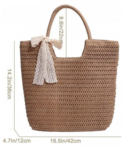 Women Straw tote bag for women Handwoven Shoulder Bags summer Lightweight tote handbag Large beach Bag Khaki $13.38 Crossbody...