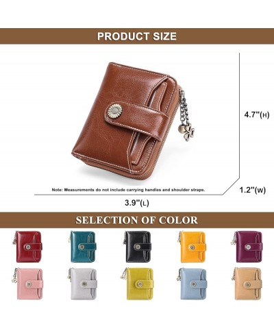 Small Wallets for Women Genuine Leather RFID Blocking Bifold Zipper Pocket Card Holder Purse with ID Window N / Blue $22.55 W...